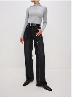 Rails Getty High Rise Wide Leg Workwear Jeans in Onyx sz 23 NWOT